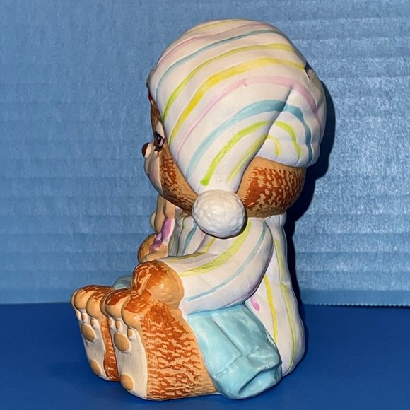 Vintage Morgan Enesco Teddy Beddy Bear Figure 5" Coin Bank Baby Nursery Decor - Picture 8 of 10